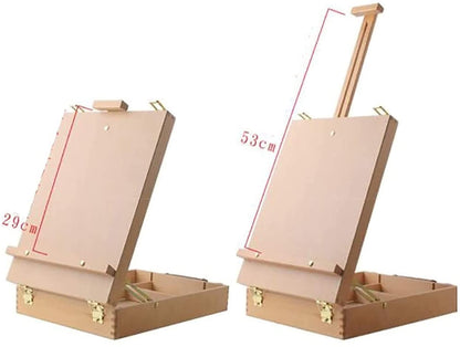 Wooden Table Box Easel,Artist Easel,Wood Table Sketching Box, Portable Desktop Storage Table for Artist Display Painting