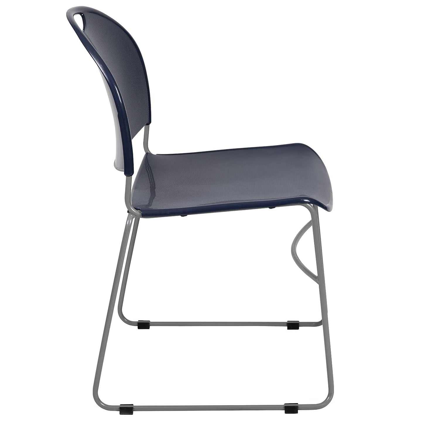 Flash Furniture HERCULES Series 5 Pack 880 lb. Capacity Navy Ultra-Compact Stack Chair with Silver Powder Coated Frame