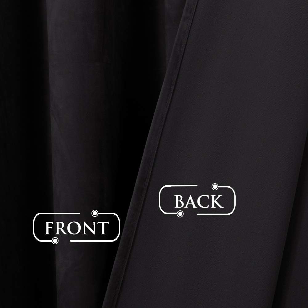 120 inches W62 L120, 1 StangH Soft Black Velvet Curtains Blackout backdrops for Theater, Long French Door Curtains
