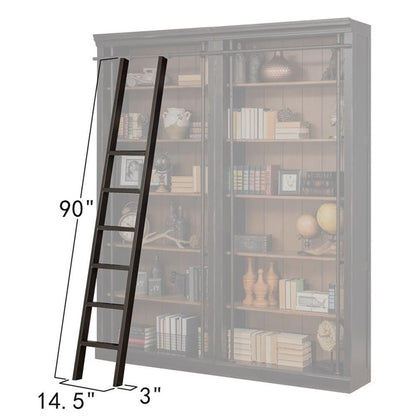 Starlight Toulouse Metal Rolling Ladder, 90" H, 8-Foot Tall Bookcase Companion, Finished on All Sides, Durable Construction, Black