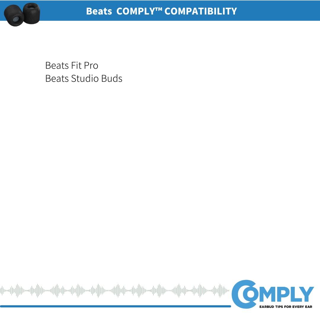 Comply Memory Foam Replacement Earbud Tips for Beats Fit Pro & Beats Studio Buds | Ultimate Comfort, Secure Fit, Superior Noise Isolation | Black, Large (3 Pairs)
