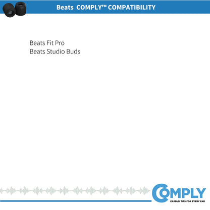 Comply Memory Foam Replacement Earbud Tips for Beats Fit Pro & Beats Studio Buds | Ultimate Comfort, Secure Fit, Superior Noise Isolation | Black, Large (3 Pairs)