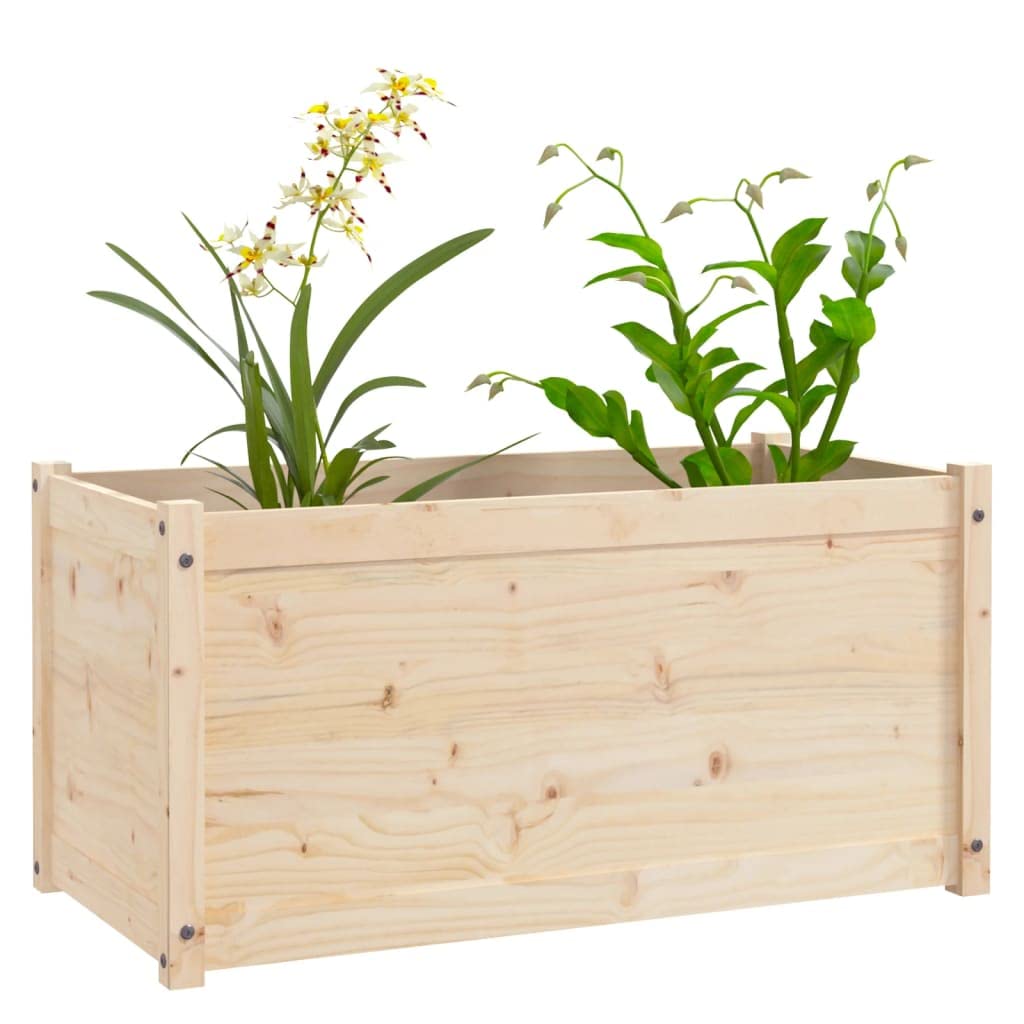 Mhdvray Rustic Raised Garden Bed Set of 2 Large Outdoor 39.4 x 39.4 x 19.7 in Solid Pinewood Planters Brown Untreated Wooden Elevated Planter Box for Patio Balcony Porch