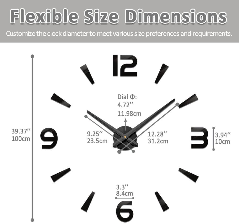 Mintime Large DIY Wall Clock, Battery Operated, Modern Decorative Clock for Living Room/Office