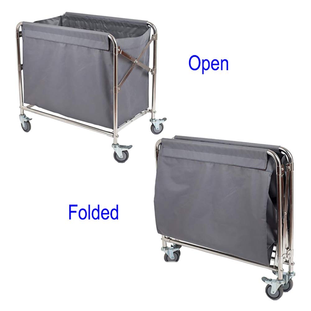 Movable Hand Trucks Storage Kitchen Movable Trolleys Folding Lobby Linen Cart with Universal Brake Wheel Hotel Laundry Sorter Rolling Cart Movable Cover