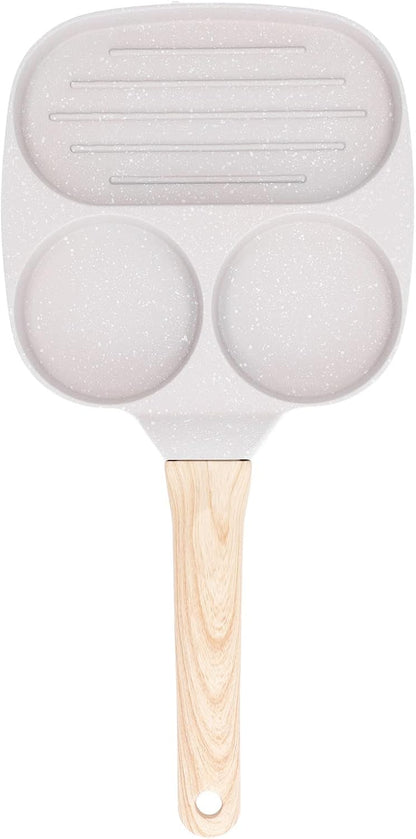 Egg Frying Pan, Nonstick Grill Pan, Aluminum Alloy Divided Frying Pan, 3 Cup, Heat Resistant Handle