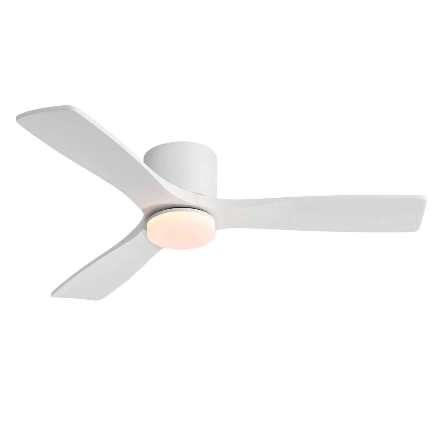 LEDLUX 48" Ceiling Fan with Light - Low Profile Flush Mount Ceiling Fan, Dimmable Light, 6-Speed DC Motor Remote Control, 3 Solid Wood, White, for Bedroom, Living Room, Porch