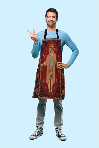 Beabes Big Lebowski Dude Rug Kitchen Bib Apron, Adjustable Polyester Apron for Outdoor BBQ Gardening, 27" X 31"