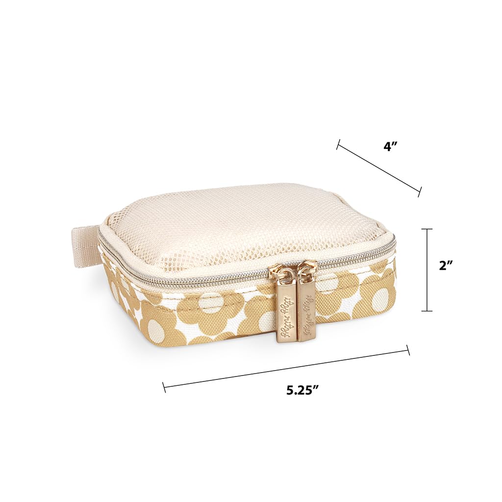 Itzy Ritzy Packing Cubes for Travel – Set of 3 Packing Cubes or Travel Organizers; Each Travel Cube Features a Mesh Top, Double Zippers and a Fabric Handle (Milk & Honey)