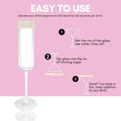Shimmer Rimming 4oz (113g) Sip & White Pearl Glass Sugar Beverage Garnish For Fun Festive Cocktails & Mocktails In A