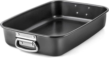 HONGBAKE Lasagna Pan - 3 Inch Deep Nonstick Baking Dish | 15x10" Heavy Duty Oven Roasting Pan, Dark Grey