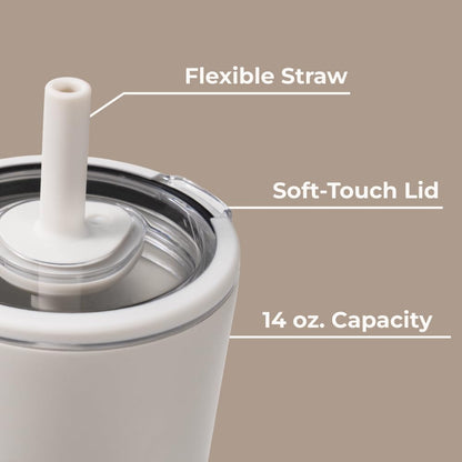 HydroJug Everyday Tumbler 14 oz – Ceramic-Lined Insulated Tumbler with Straw and Soft-Touch Lid, Cup Holder Friendly, Double-Wall Vacuum Insulation, Reusable Travel Cup – Linen