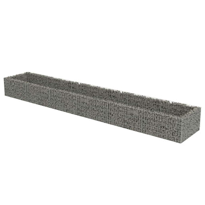 Foknhdi Galvanized Steel Large Gabion Raised Bed 212.6"x35.4"x19.7" Silver Planter Box for Vegetables, Herbs & Flowers