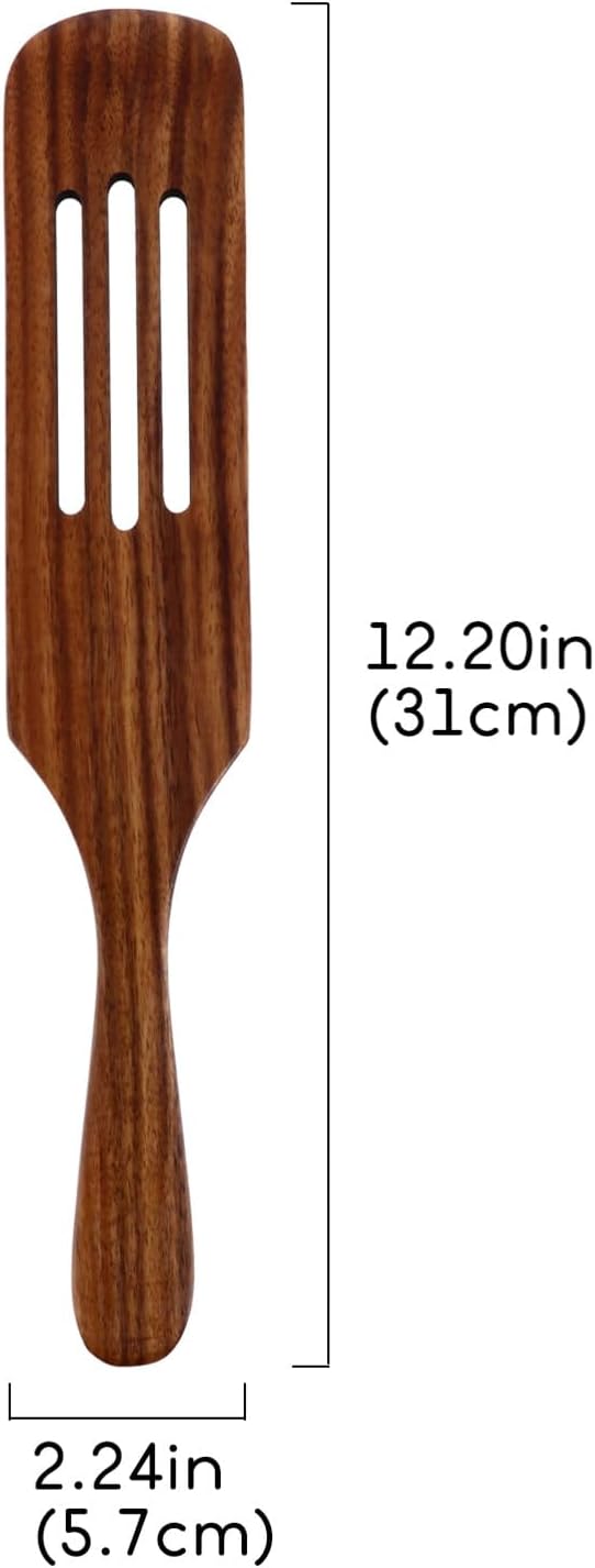 ABOOFAN Slotted Spurtle Set, Wooden Kitchen Utensils for Cooking, Stirring, Mixing, Serving