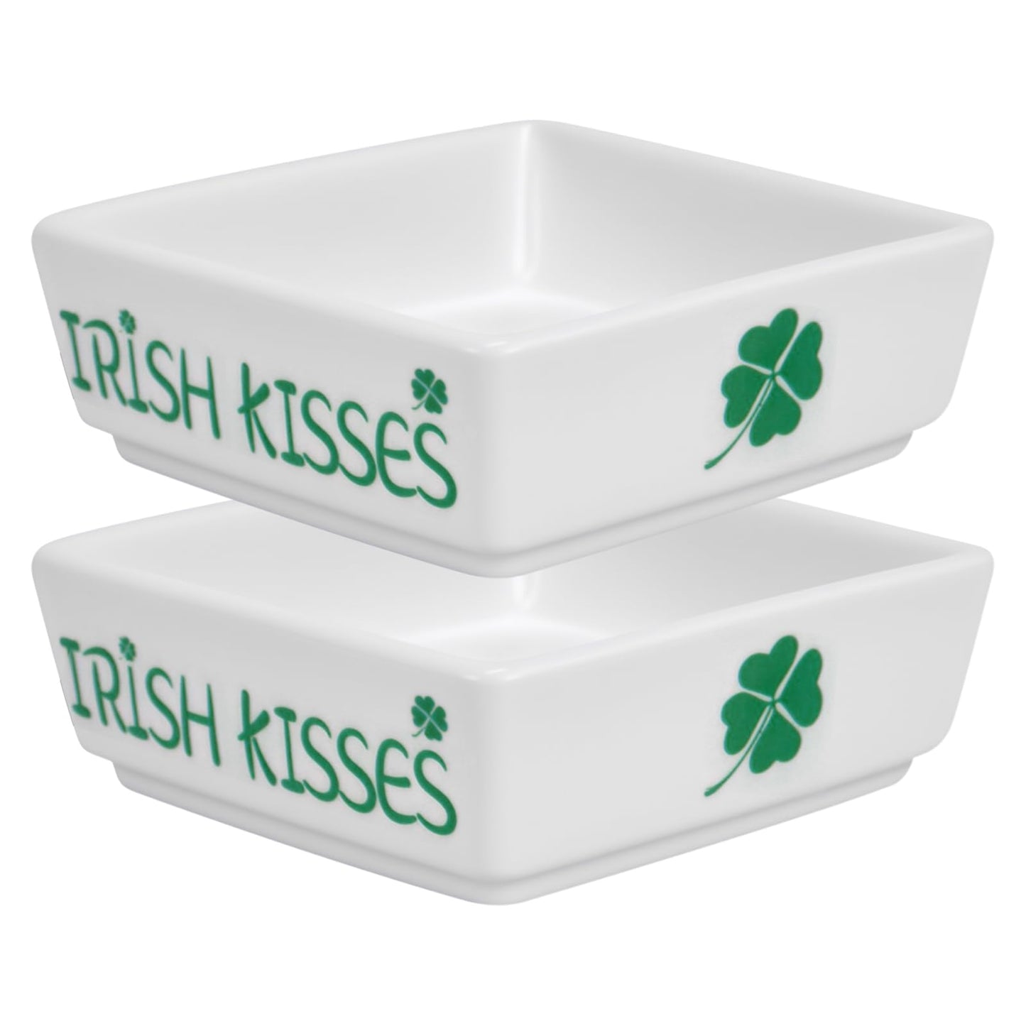 ISTOOLL St Patricks Day Decorations-2pcs Ceramics St Patrick's Day Candy Dish-St Patrick's Candy Storage for Home Kitchen Tiered Tray Table Party Centerpieces Decor