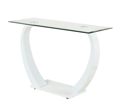 Furniture of America Augie Modern Rectangle Tempered Glass Top 48 in. Sofa Table for Display, Decorate Living Room, Hallway, Bedroom, Dressing Room, White