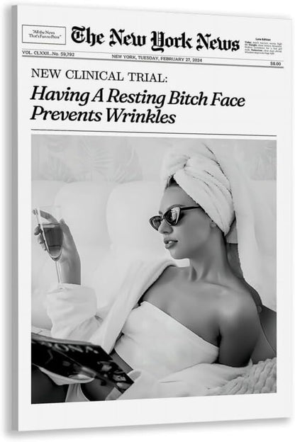 Generic 8x12inch style-2 Framed Hot Girls Drinking Champagne New York News Trendy Newspaper Canvas Print Wall Art Bar