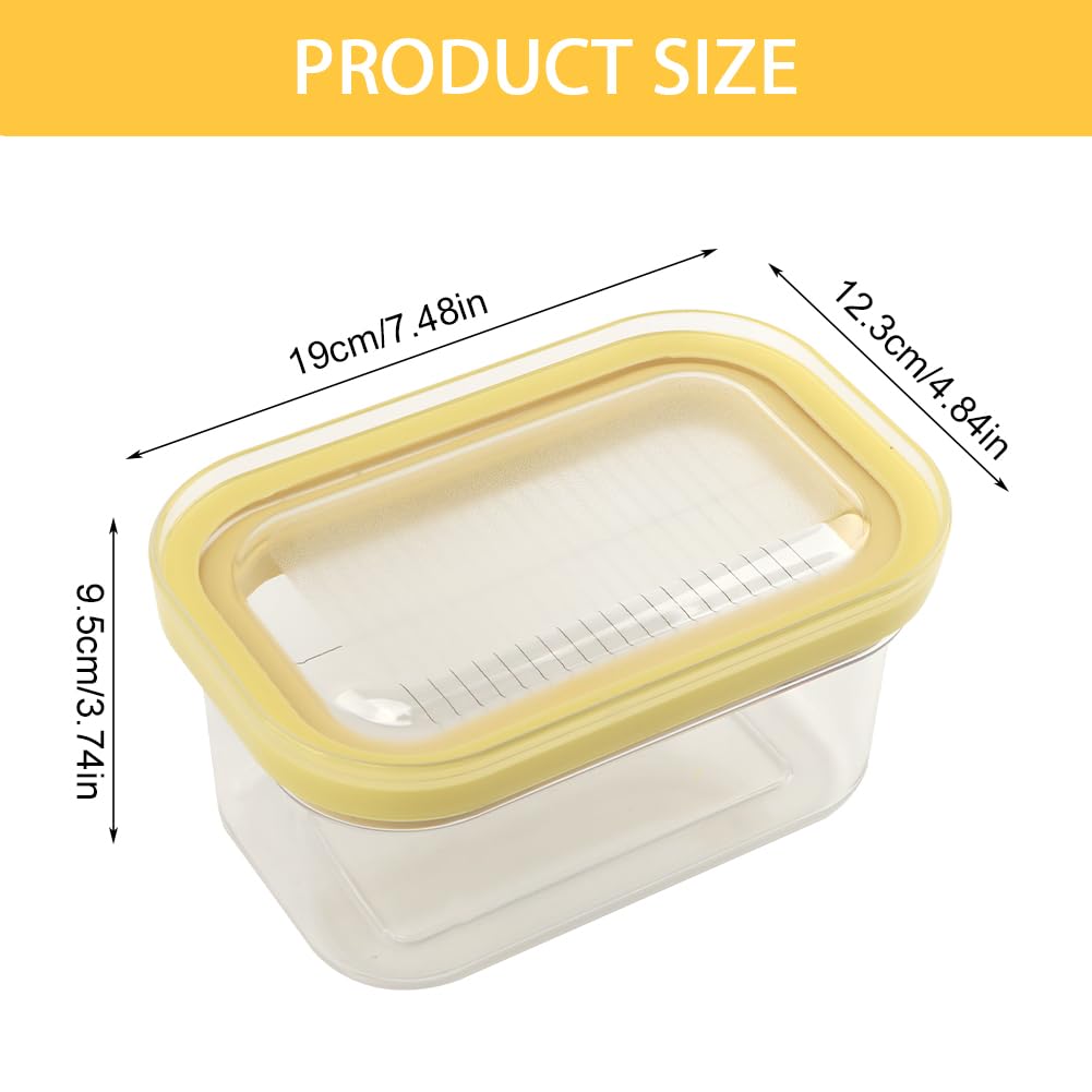 Airtight Butter Slicer Cutter and Keeper, Large Capacity 950ml Butter Keeper with Cutter Slicer For Easy Cutting & Storage, Butte-r Storage Container Dish(COLOR:Yellow)