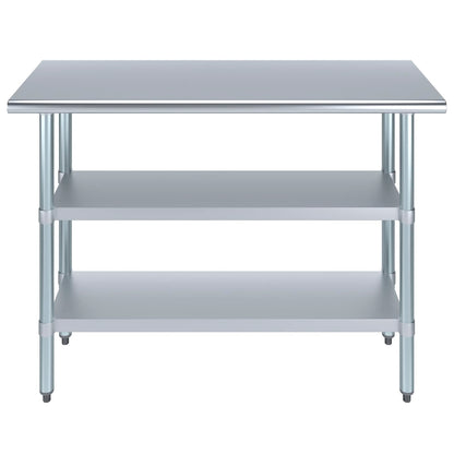 18" X 48" Stainless Steel Table with 2 Shelves | Commercial & Residential Kitchen Laundry Garage Utility Bench | NSF Metal Prep Table
