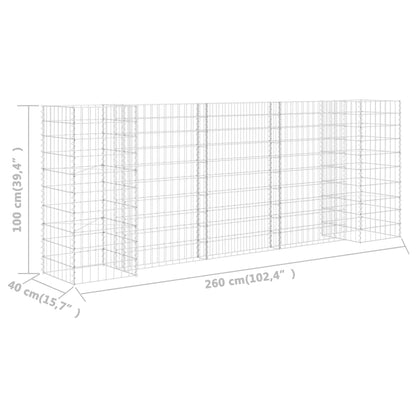 Favemtsl Gabion Planter 102.4 x 15.7 x 39.4 in Silver Steel Outdoor Raised Garden Bed Large Rectangular Metal Flower Box Weather-Resistant for Patio Backyard Garden and Terrace