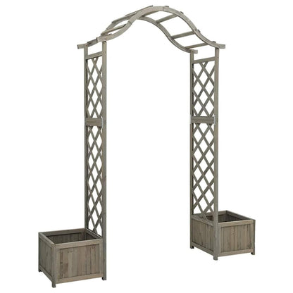 Wooden Garden Arch with Planter Box, Large Grey Firwood Pergola for Climbing Plants, Decorative Entryway for Backyard, Patio, and Lawn Decor