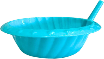 Lunch Money 14.5-oz. Blue Cartoon Plastic Sipper Cereal Bowl with Straw, -Perfect for Kids Breakfast, Lunches, etc.