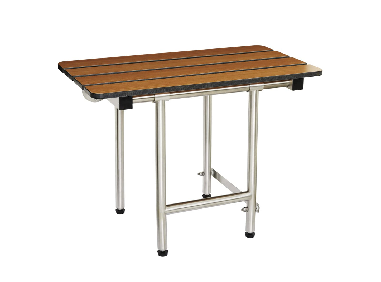 Seachrome 24-inch ADA Folding Shower Seat with Legs, Teak Phenolic Slats