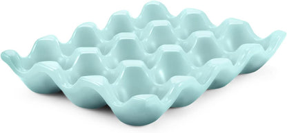 12 Dozen Countertop Flexzion Ceramic Cups Egg Tray - Whole Porcelain Egg Holder Container Keeper Storage Organiser