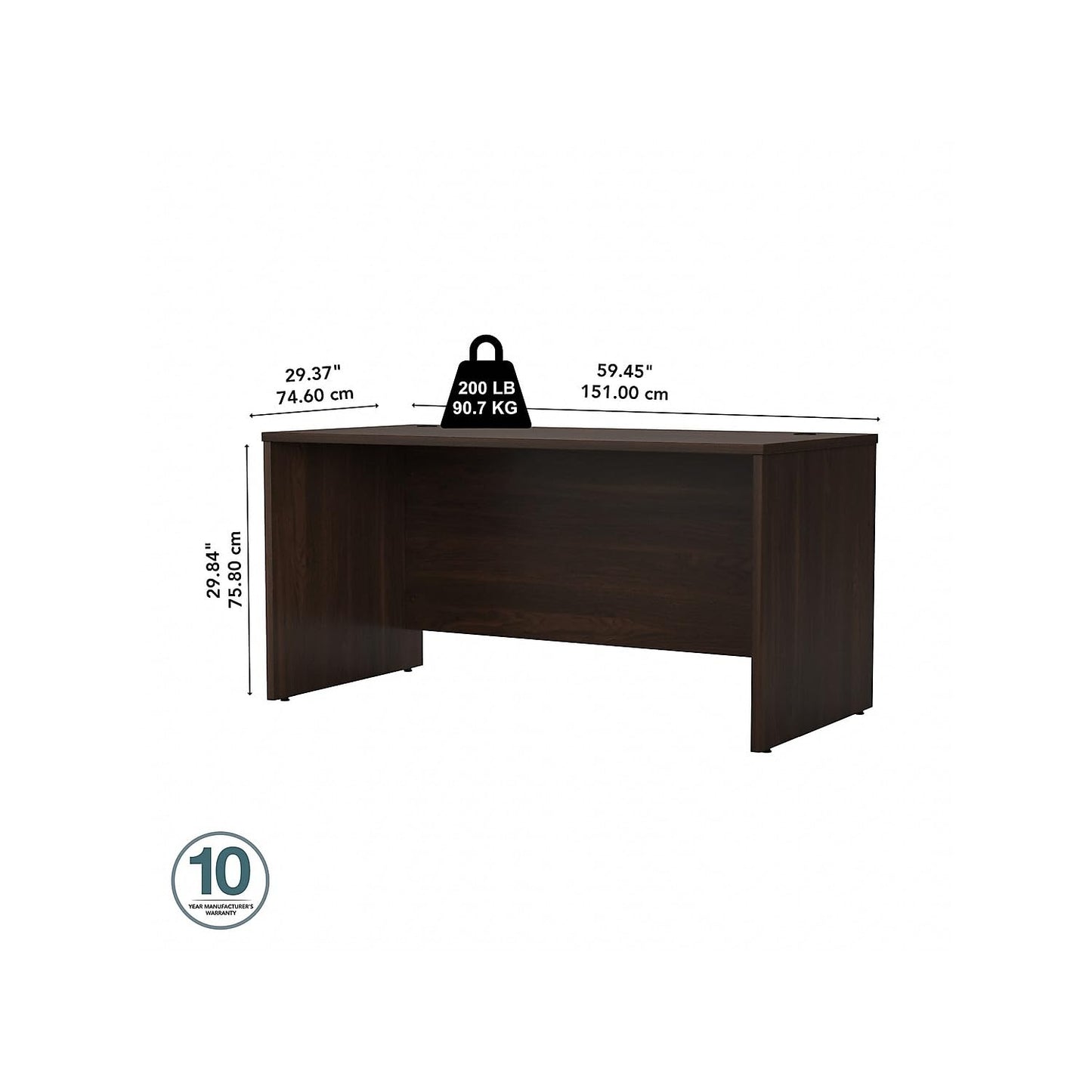 Bush Business Furniture Studio C 60W x 30D Office Desk in Black Walnut, Computer Table for Home or Professional Workspace