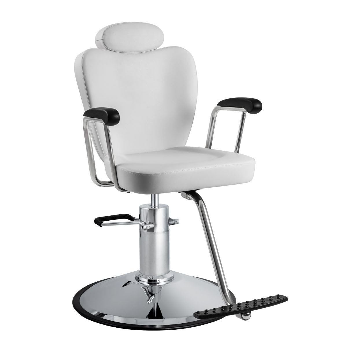 Minerva Beauty Milano All Purpose Salon Styling Chair in White | Reclining Hydraulic All Purpose Chair with Removable Headrest for Barber, Beauty & Threading