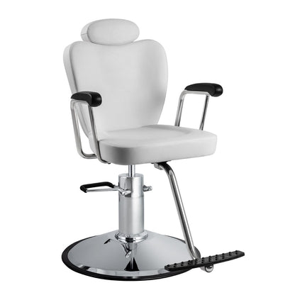 Minerva Beauty Milano All Purpose Salon Styling Chair in White | Reclining Hydraulic All Purpose Chair with Removable Headrest for Barber, Beauty & Threading
