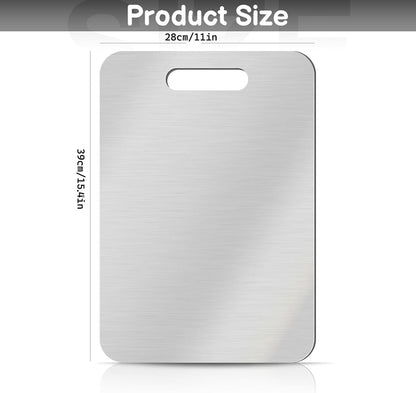 GETRIC (15.4 11 inch) Titanium Cutting Board, Stainless Steel Cutting Boards for Kitchen, Double Sided Food-Grade