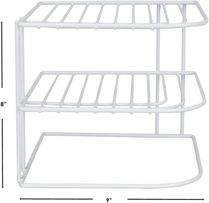 3-Tier Counter Home Basics Kitchen Corner Shelf and Cabinet Organizer Heavy Duty Wire Shelf in White