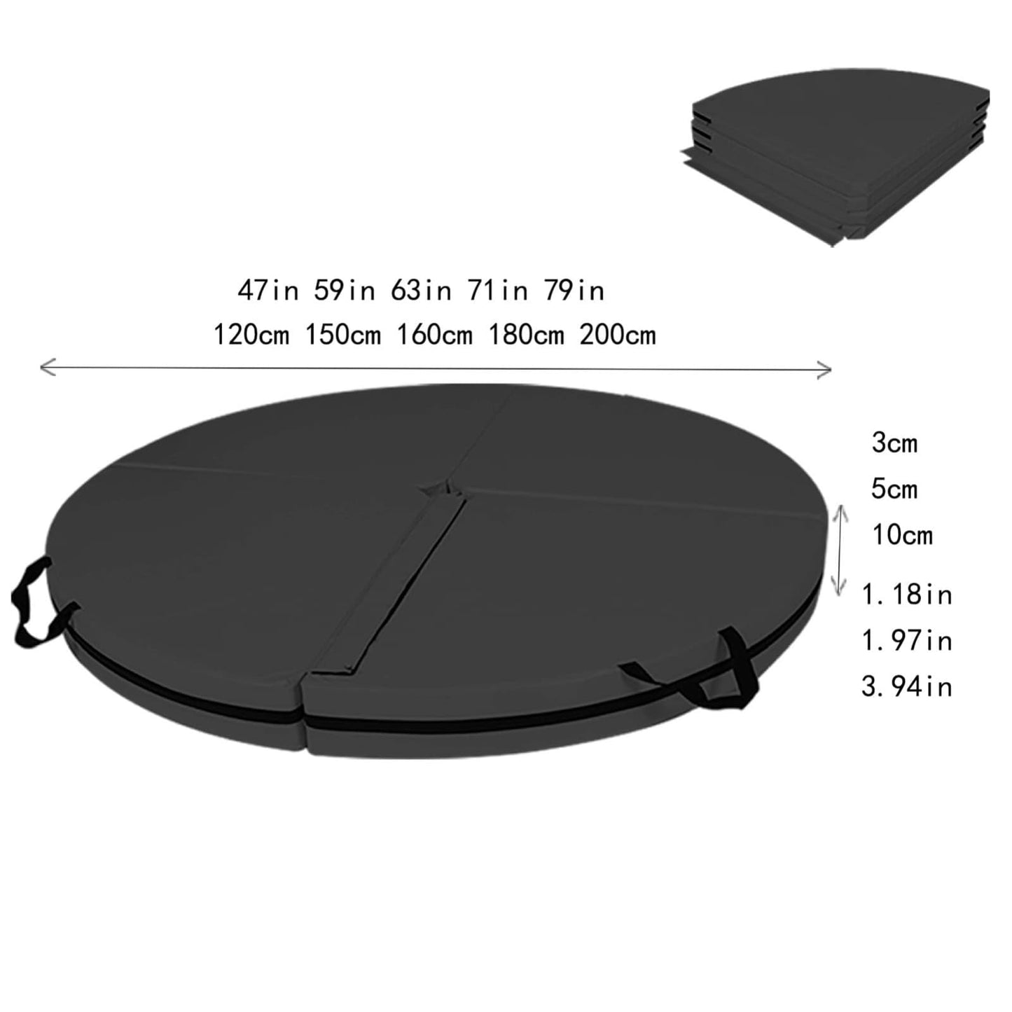 Pole Dance Crash Mat, Stripper Pole Mat with Pearl Cotton Filling & PU Leather, Round Foldable Aerial Yoga Mat for Pole Dancing, Gymnastics, Aerial Hoop, Easy Storage(F,79"x1.97")