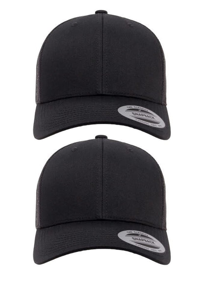 Yupoong Mens Yp Classics Retro Trucker Cap Hat, Black, One Size, 2 Pack