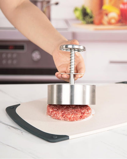 Brigii 304 Stainless Steel Burger Press - 4.5" Hamburger Patty Maker, Heavy Duty Stainless Steel Burger Press for Ground Beef, Burgers (Dishwasher Safe)