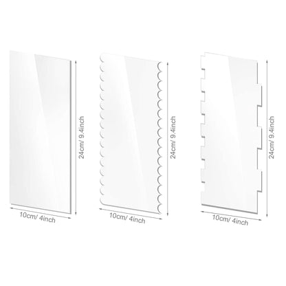 Woohome 6 PCS Acrylic Cake Scraper Decorating Transparent Cake Cream Scraper Clear Icing Comb Contour Decorating Set for Bread Pastry Cake Decorating Supplies DIY Kitchen Bakery Baking Tool