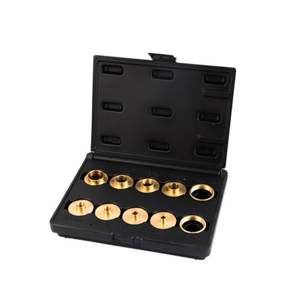 O'SKOOL Router Bushing Set, Brass Template Guide Bushings for Woodworking, 5/16" to 1", Fits 1-3/16" Router Sub-base, Porter Cable Style, 10-Piece with Lock Nuts, RA02