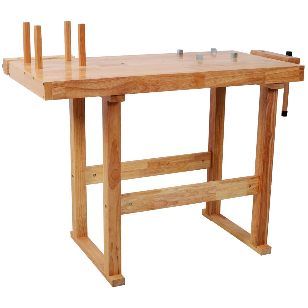 Heavy Duty Woodworking Bench with Adjustable Handle, 40 Inch Workbench with Storage for Garage Workshop, 330 Lbs Capacity