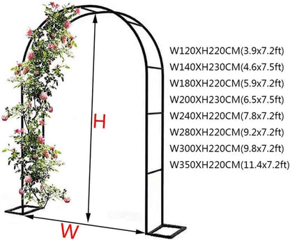 Metal Wedding Arch with Base for Outdoor & Indoor Use Weatherproof Trellis for Climbing Plants Easy Assembly and Reconfigurable Design Green 2.4M x 2.2M (White W3M*H2.2M)