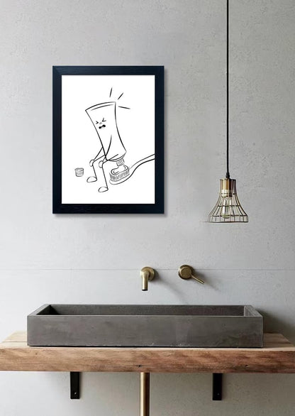 Regine Switzerland Black and White Bathroom Wall Art - Funny Minimalist Toilet Decor | Framed Canvas Print