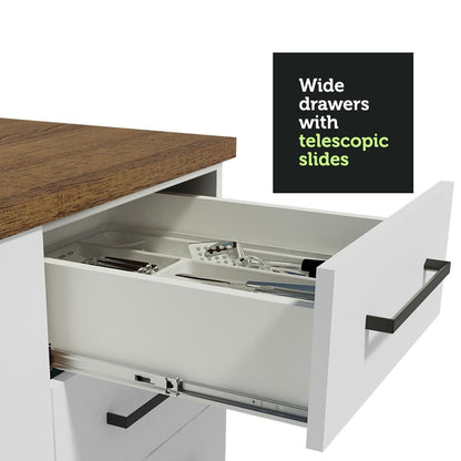 Madesa Hazel Kitchen Storage Buffet Base Cabinet with Adjustable Feet 47 Inch Engineered Wood Slab Doors Painted Finish Floor Mount Removable Plinth - White