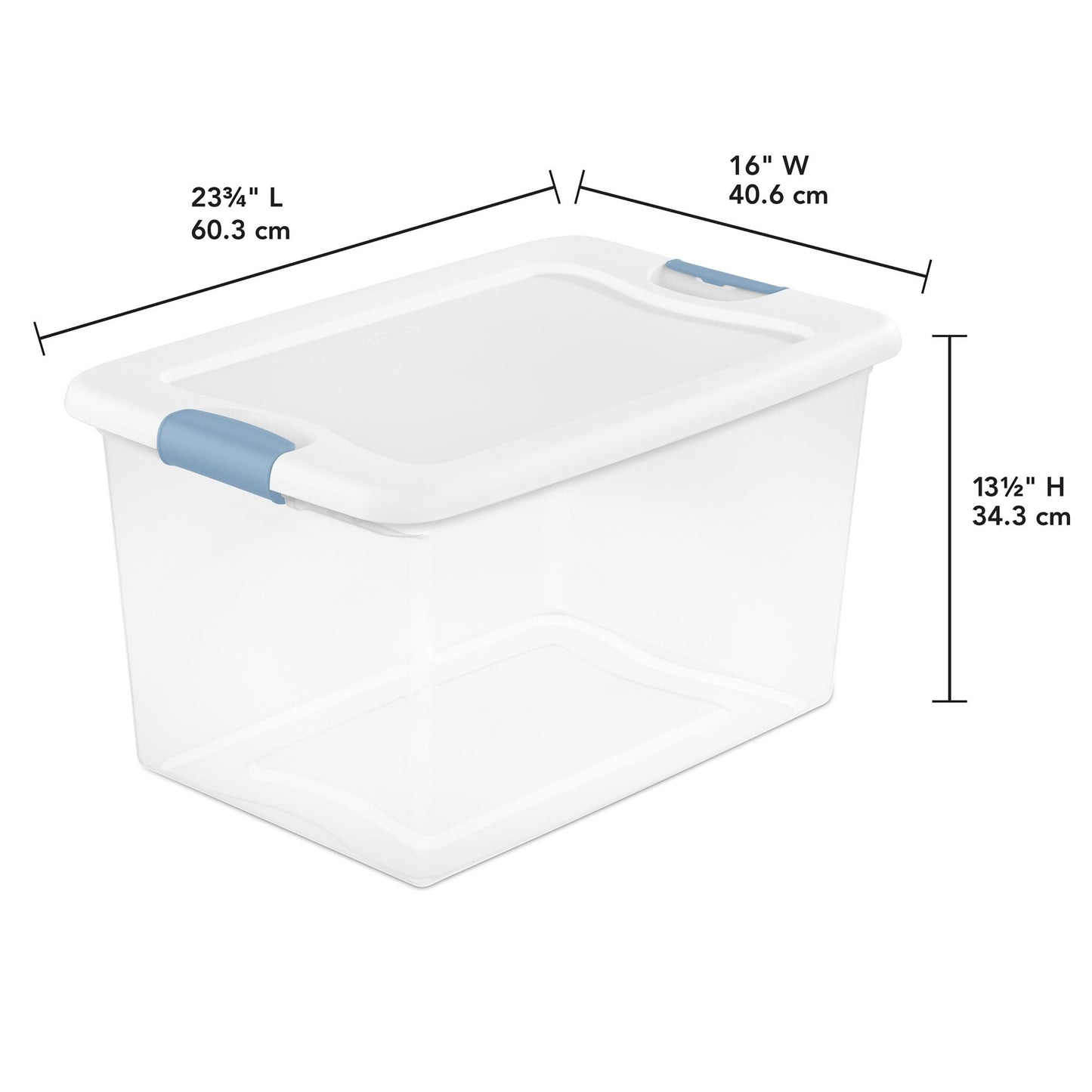 Sterilite 16 Pack Latching Box, 64 Qt Plastic Storage Container, Stackable Large Home or Office Tote Organizers with Secure Lids, White