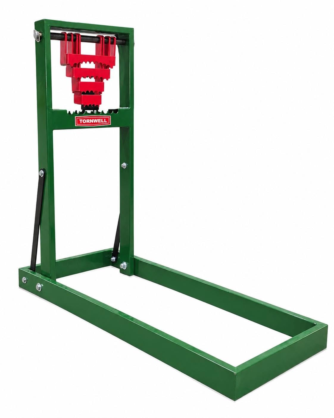 TORNWELL Log Holder Stand for Cutting Firewood, Heavy-Duty Steel Sawhorse with Self-Gripping Swing Arms, Hands-Free Wood Cutting Support for Chainsaw Use