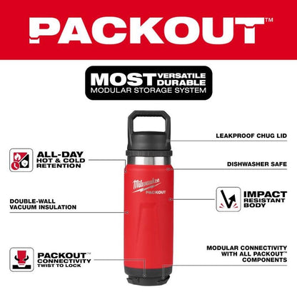 Milwaukee Packout Thermal Bottle 709 Ml (Red) - 48-22-8396R