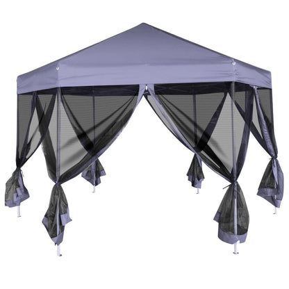 Xhnifbn Hexagonal 6-Sided Dark Blue Pop-Up Gazebo 11.8x10.2 ft, Steel Frame Screen Canopy with Sidewalls for Backyard, Camping, Party & Patio Shade Shelter