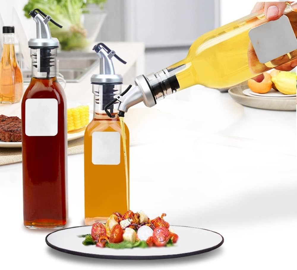 Dycica Nozzle (Silver-3pcs) Olive Oil Spouts, Oil Vinegar Bottle Stopper Spout Leakproof Dispenser Wine Pourer forOil