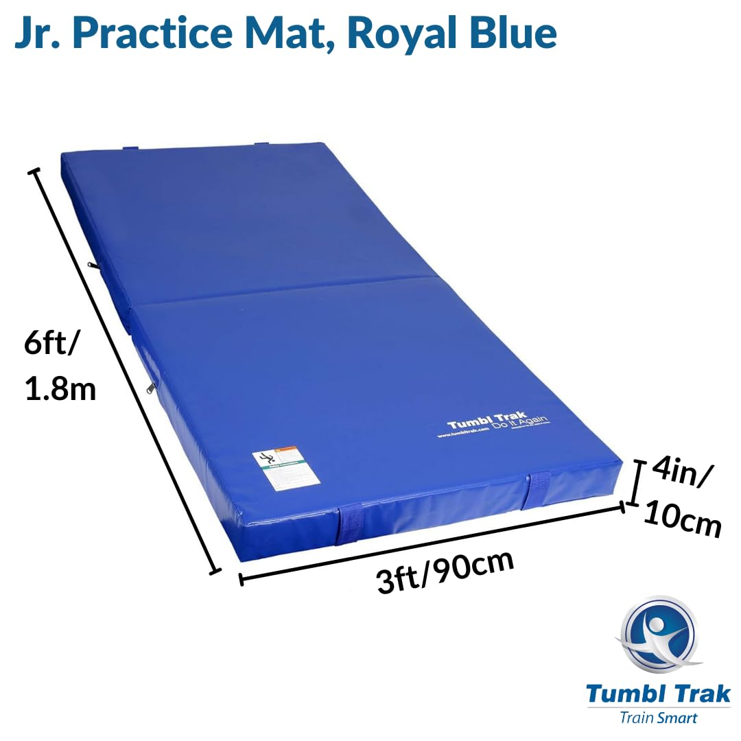 Tumbl Trak Junior Practice Mat, 3'x6'x4", Crash Mat for Gymnastics and Cheer, Landmat for Gymnastics Training, Royal Blue