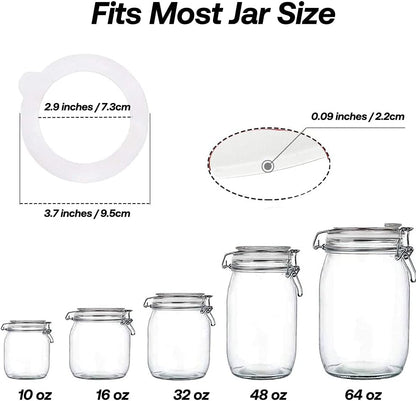 Silicone Replacement Gasket - Airtight Rubber Seals for Mason Jar Lids, Leak-Proof Canning Seals, 10pcs White