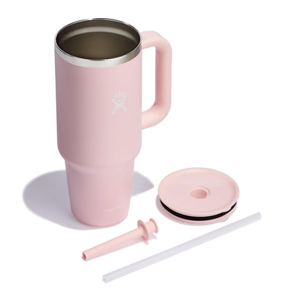 Hydro Flask Travel Tumbler with Handle, Lid and Straw - Insulated Stainless Steel in 40 Oz Trillium